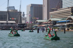 Dragon boats in the Baltimore Harbor